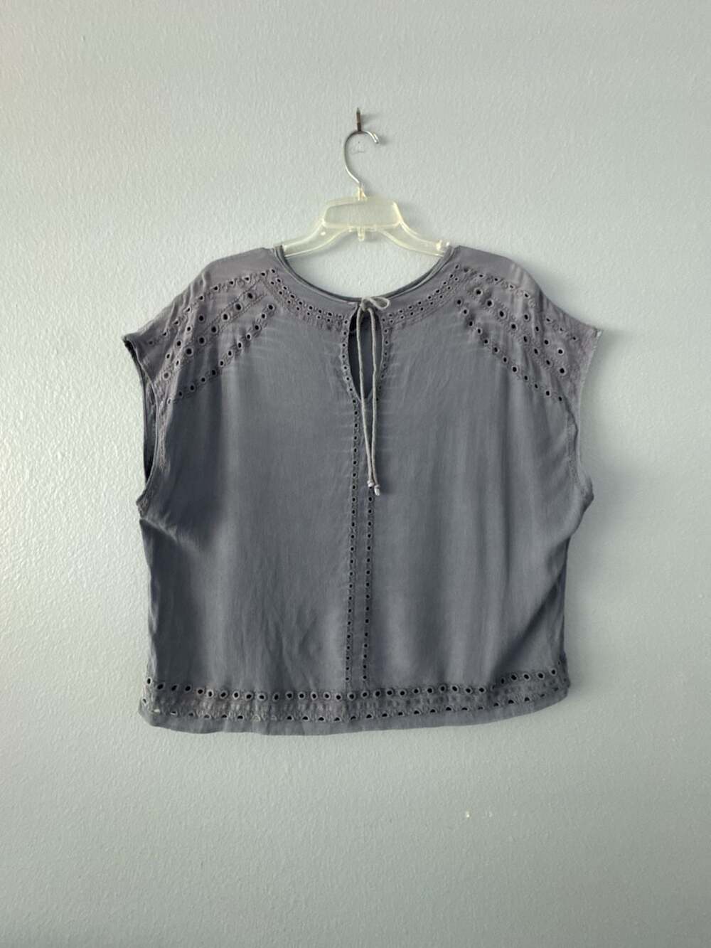 Anthropologie Marrakech Blue Eyelet Embroidered Boho Blouse Top Women’s Large - Picture 6 of 9
